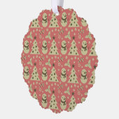 レトロクリスマスツリーのホリーベリースターキャンディーケーン オーナメントカード (左)