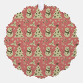 レトロクリスマスツリーのホリーベリースターキャンディーケーン オーナメントカード (正面)