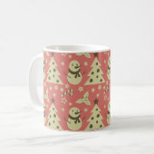 レトロクリスマスツリーのホリーベリースターキャンディーケーン コーヒーマグカップ (正面左)