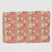 レトロクリスマスツリーのホリーベリースターキャンディーケーン ゴルフタオル (横)