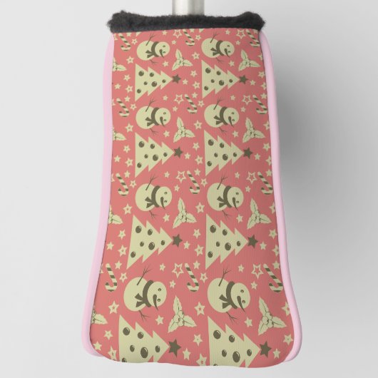 レトロクリスマスツリーのホリーベリースターキャンディーケーン ゴルフヘッドカバー (回転90)