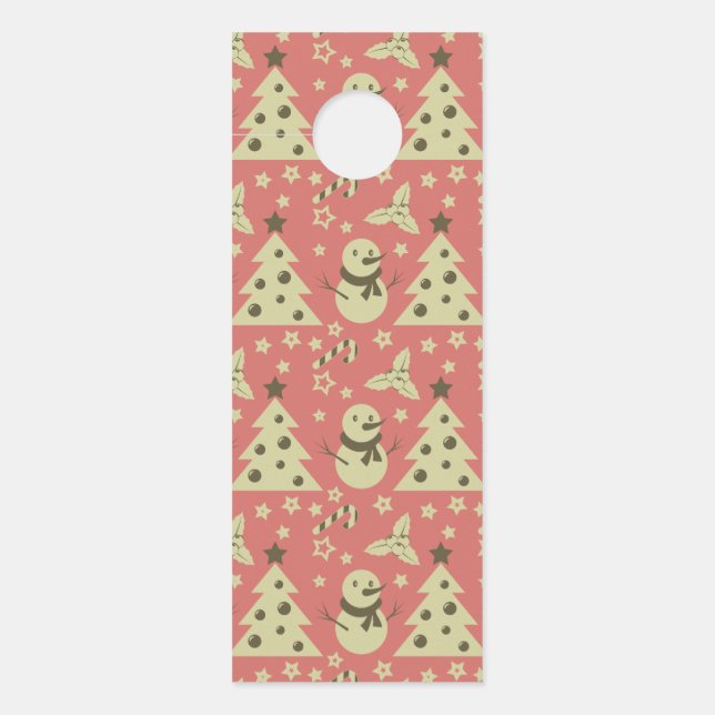 レトロクリスマスツリーのホリーベリースターキャンディーケーン ドアノブサイン (正面)