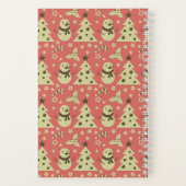 レトロクリスマスツリーのホリーベリースターキャンディーケーン ノートブック (裏面)