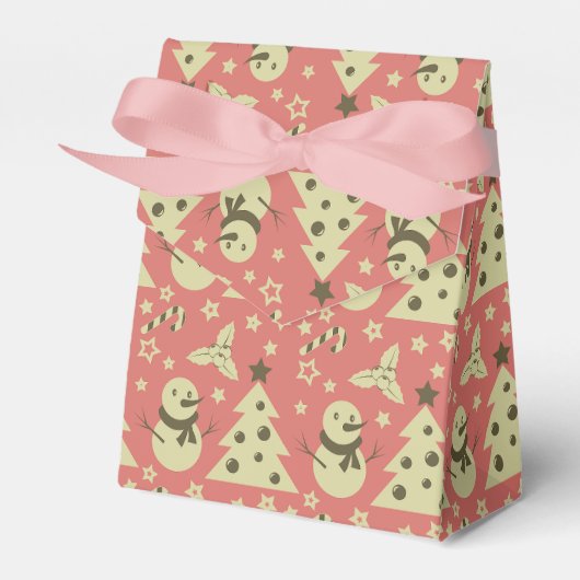 レトロクリスマスツリーのホリーベリースターキャンディーケーン フェイバーボックス (正面サイド)