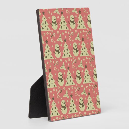 レトロクリスマスツリーのホリーベリースターキャンディーケーン フォトプラーク (側面)