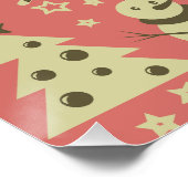 レトロクリスマスツリーのホリーベリースターキャンディーケーン ポスター (コーナー)