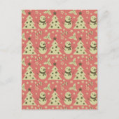 レトロクリスマスツリーのホリーベリースターキャンディーケーン ポストカード (正面)