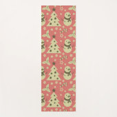 レトロクリスマスツリーのホリーベリースターキャンディーケーン ヨガマット (正面)