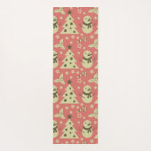 レトロクリスマスツリーのホリーベリースターキャンディーケーン ヨガマット (裏面)