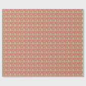 レトロクリスマスツリーのホリーベリースターキャンディーケーン ラッピングペーパー (フラット)