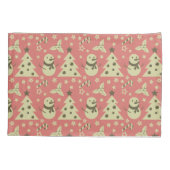 レトロクリスマスツリーのホリーベリースターキャンディーケーン 枕カバー (裏面)