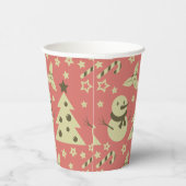 レトロクリスマスツリーのホリーベリースターキャンディーケーン 紙コップ (右)