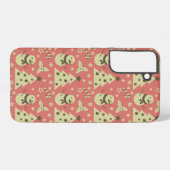 レトロクリスマスツリーのホリーベリースターキャンディーケーン SAMSUNG GALAXYケース (裏面横)