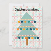 レトロクリスマスツリーアクアグリーンホリデーカード シーズンカード (正面)