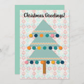 レトロクリスマスツリーアクアグリーンホリデーカード シーズンカード (正面/裏面)