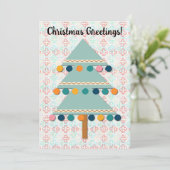 レトロクリスマスツリーアクアグリーンホリデーカード シーズンカード (スタンド正面)