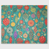 レトロクリスマスツリーオーナメントオンアクアギフト ラッピングペーパー (フラット)