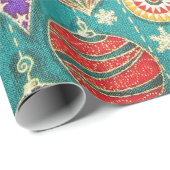 レトロクリスマスツリーオーナメントオンアクアギフト ラッピングペーパー (ロールコーナー)