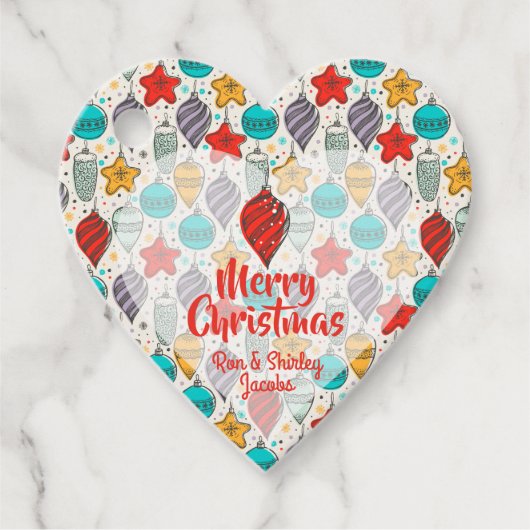 レトロクリスマスツリーオーナメントハート フェイバータグ (正面)