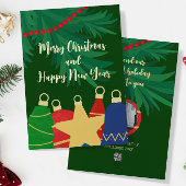 レトロクリスマスツリーオーナメント付きガーランド 箔シーズンカード