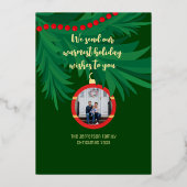 レトロクリスマスツリーオーナメント付きガーランド 箔シーズンカード (裏面)