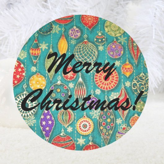 レトロクリスマスツリーオーナメント封筒用シール ラウンドシール