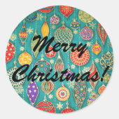 レトロクリスマスツリーオーナメント封筒用シール ラウンドシール (正面)