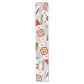 レトロクリスマスツリーオーナメント装飾赤 ロングテーブルランナー (正面)