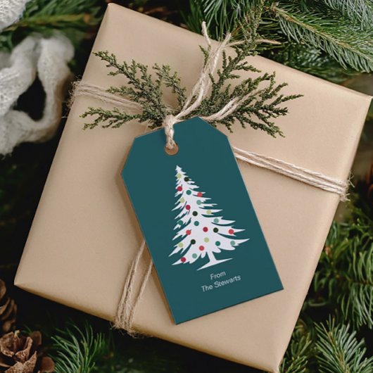 レトロクリスマスツリーカラフルヴィンテージクリスマス ギフトタグ