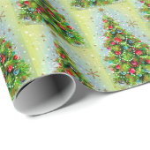レトロクリスマスツリーグリーン&レッド ラッピングペーパー (ロールコーナー)