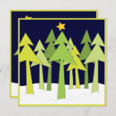 レトロクリスマスツリーズホリデーオープンハウスパーティー 招待状 (正面/裏面)