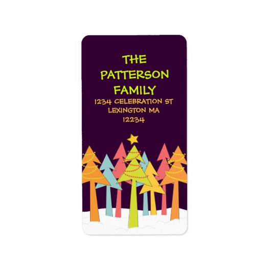 レトロクリスマスツリーズホリデー住所 シール (正面)