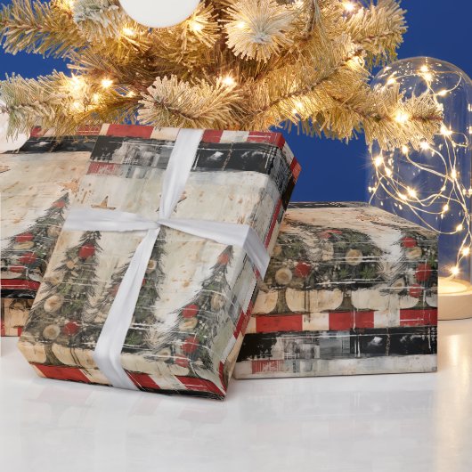 レトロクリスマスツリーズヴィンテージ ラッピングペーパー (クリスマス)