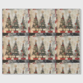 レトロクリスマスツリーズヴィンテージ ラッピングペーパー (フラット)