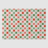 レトロクリスマスツリーチェッカーボードホリデーパターン 薄葉紙 (正面)