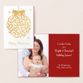 レトロクリスマスツリーバルブ写真テンプレートフォイルカード 箔カード (ディスプレー)