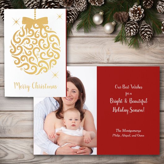 レトロクリスマスツリーバルブ写真テンプレートフォイルカード 箔カード