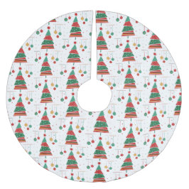 レトロクリスマスツリーパターン ブラッシュドポリエステルツリースカート