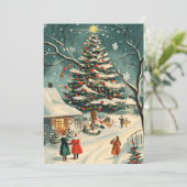レトロクリスマスツリービレッジシーン シーズンカード (スタンド正面)