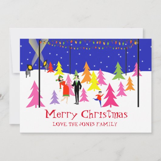 レトロクリスマスツリーファームフォトカード シーズンカード (正面)