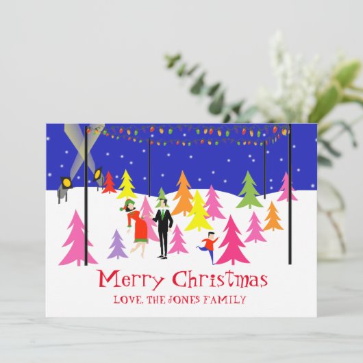 レトロクリスマスツリーファームフォトカード シーズンカード (スタンド正面)