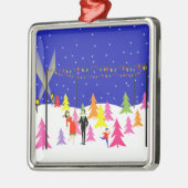 レトロクリスマスツリーファームホリデーオーナメント メタルオーナメント (左)