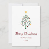レトロクリスマスツリーフェスティバルレッドグリーン シーズンカード (正面)