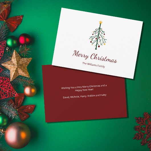 レトロクリスマスツリーフェスティバルレッド シーズンカード