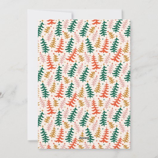 レトロクリスマスツリーホリデーファミリーフォトカード シーズンカード (裏面)