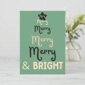レトロクリスマスツリーメリーと明るいグリーンクリーム シーズンカード (スタンド正面)