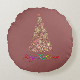 レトロクリスマスツリーラウンド装飾用クッション ラウンドクッション