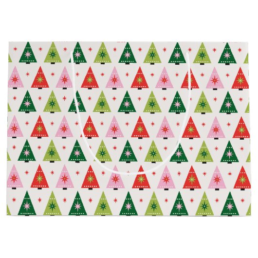 レトロクリスマスツリーラッピング紙シート ラージペーパーバッグ (正面)