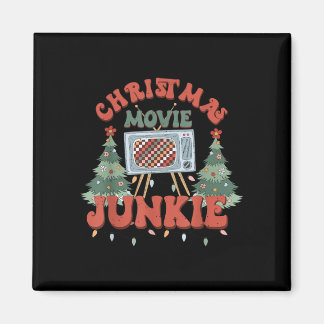レトロクリスマスツリー中毒のクリスマス映画ファン マグネット