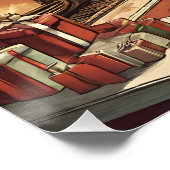 レトロクリスマスツリー付きクリスマスリビングルーム ポスター (コーナー)